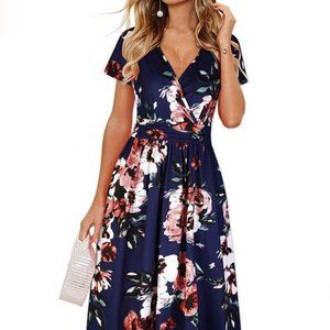 Ouges Navy and Floral Party Dress